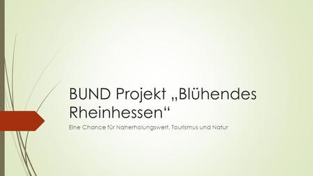 BUND Projekt „Blühendes Rheinhessen“ Eine Chance für Naherholungswert, Tourismus und Natur.