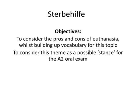 To consider this theme as a possible ‘stance’ for the A2 oral exam
