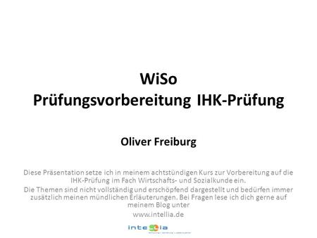 WiSo Prüfungsvorbereitung IHK-Prüfung