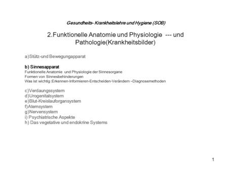 Gesundheits- Krankheitslehre und Hygiene (SOB)