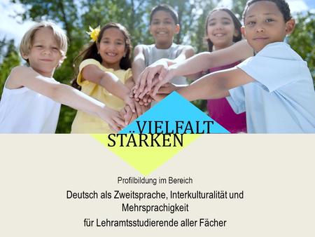 Profilbildung im Bereich Deutsch als Zweitsprache, Interkulturalität und Mehrsprachigkeit für Lehramtsstudierende aller Fächer.