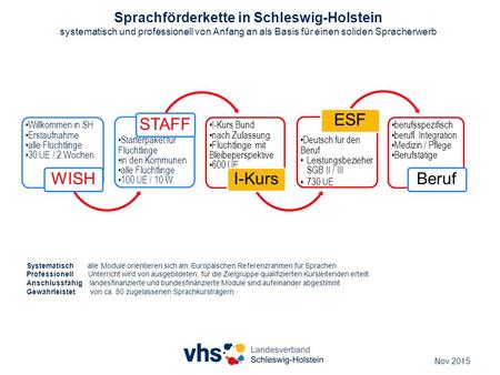 Sprachförderkette in Schleswig-Holstein systematisch und professionell von Anfang an als Basis für einen soliden Spracherwerb WISH Willkommen in SH Erstaufnahme.