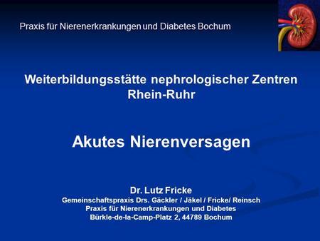 Praxis für Nierenerkrankungen und Diabetes Bochum