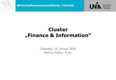 Cluster „Finance & Information“