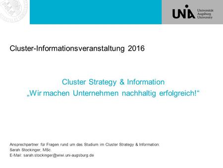 Cluster-Informationsveranstaltung 2016