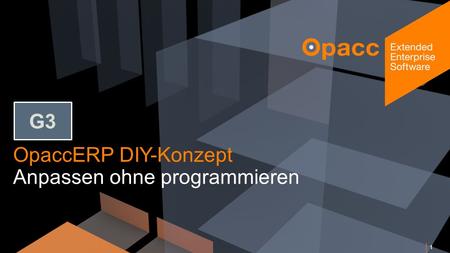 Opacc, CH-Kriens/LucerneOpaccConnect 201430.10.2014 OpaccERP DIY-Konzept Anpassen ohne programmieren 1 G3.