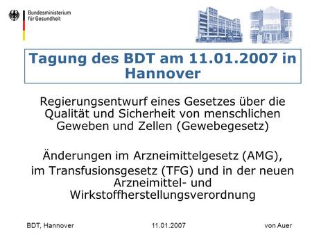 Tagung des BDT am in Hannover