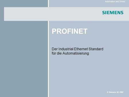 Der Industrial Ethernet Standard für die Automatisierung