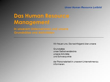 Unser Human Resource Leitbild