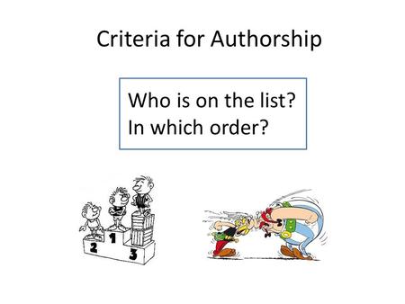 Criteria for Authorship