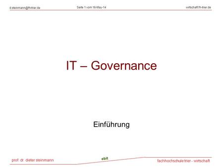 IT – Governance Einführung.
