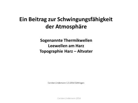 Sogenannte Thermikwellen Topographie Harz – Altvater
