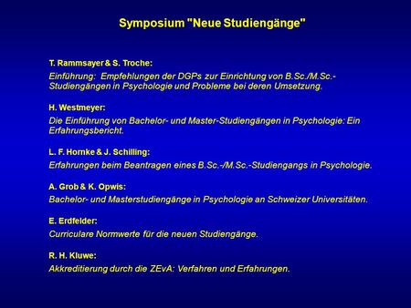 Symposium Neue Studiengänge