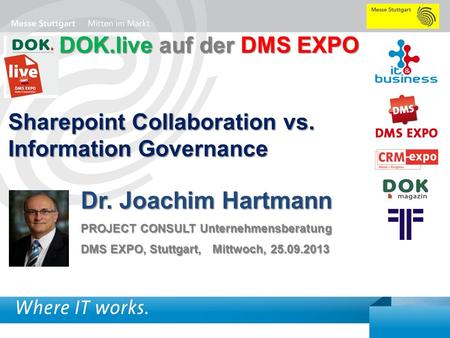 Dr. Joachim Hartmann DOK.live auf der DMS EXPO