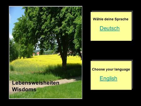 English Deutsch Choose your language Wähle deine Sprache Lebensweisheiten Wisdoms.