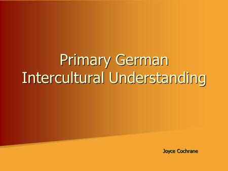 Primary German Intercultural Understanding