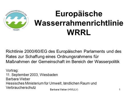 Europäische Wasserrahmenrichtlinie WRRL