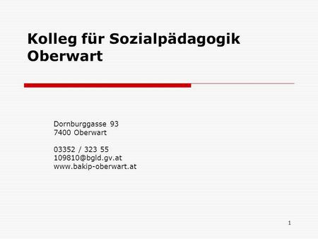 Kolleg für Sozialpädagogik Oberwart