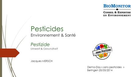 Pesticides. Environnement & Santé