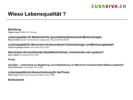 Wieso Lebensqualität ? Einleitung