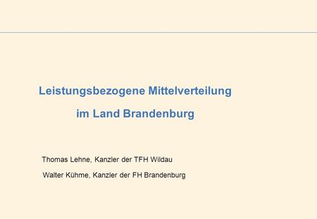 Leistungsbezogene Mittelverteilung im Land Brandenburg