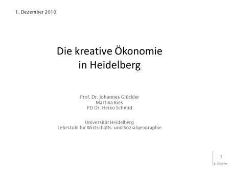 Die kreative Ökonomie in Heidelberg