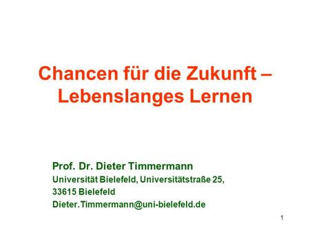 Chancen für die Zukunft – Lebenslanges Lernen