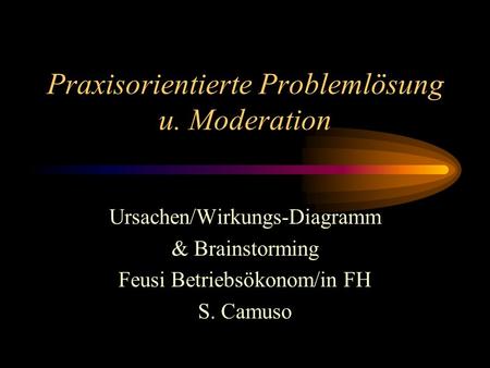 Praxisorientierte Problemlösung u. Moderation