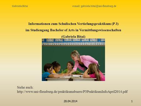 Informationen zum Schulischen Vertiefungspraktikum (P 3)