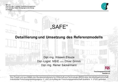 „SAFE“ Detaillierung und Umsetzung des Referenzmodells
