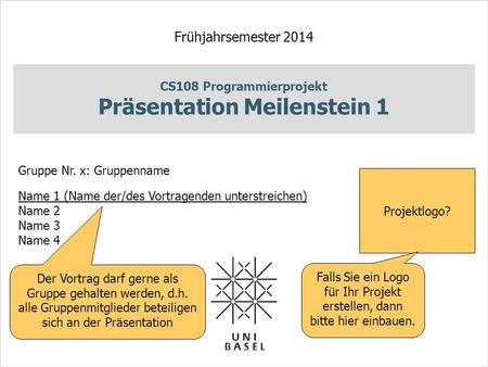 CS108 Programmierprojekt Präsentation Meilenstein 1