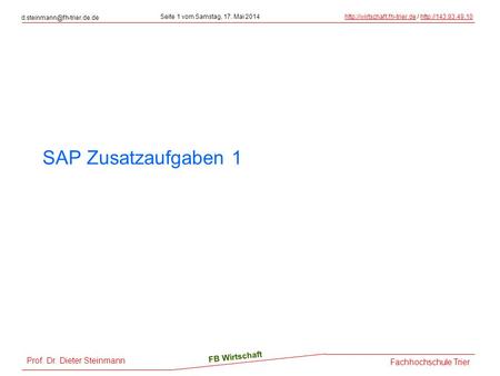 SAP Zusatzaufgaben 1.