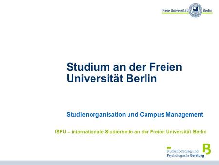 Studium an der Freien Universität Berlin