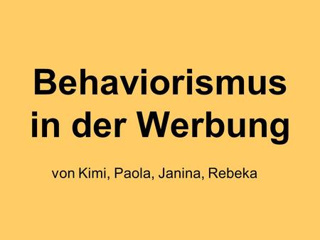 Behaviorismus in der Werbung