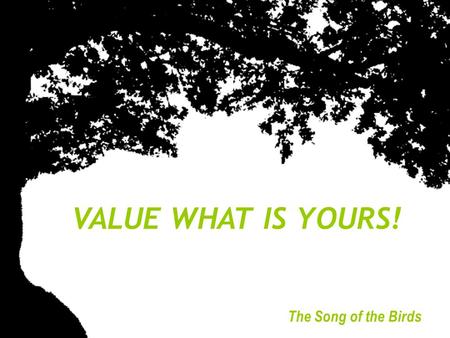 VALUE WHAT IS YOURS! © The Song of the Birds.