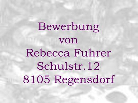 Bewerbung von Rebecca Fuhrer Schulstr Regensdorf