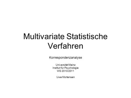 Multivariate Statistische Verfahren