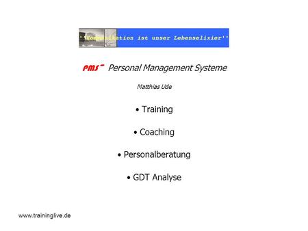 Www.traininglive.de PMS~ Personal Management Systeme Matthias Ude Training Coaching Personalberatung GDT Analyse.
