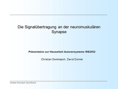 Die Signalübertragung an der neuromuskulären Synapse