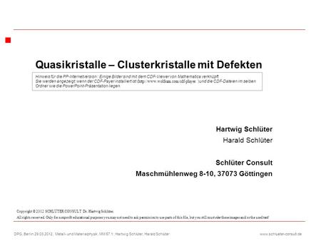 Quasikristalle – Clusterkristalle mit Defekten
