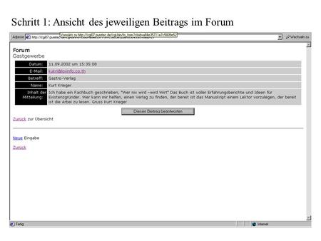 Schritt 1: Ansicht des jeweiligen Beitrags im Forum.