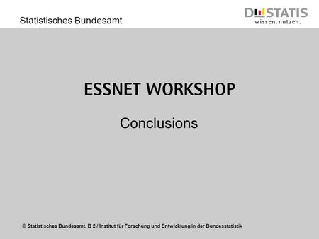 ESSnet Workshop Conclusions.