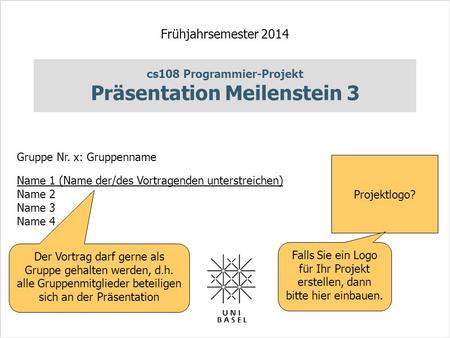 cs108 Programmier-Projekt Präsentation Meilenstein 3