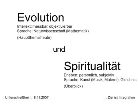 Evolution Spiritualität und Intellekt: messbar, objektivierbar