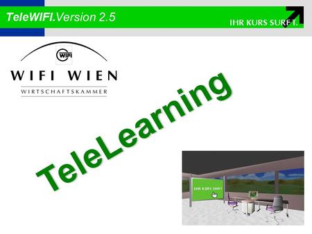 Version 2.5 TeleLearning. Selber Ort Face to Face Training im Klassenzimmer TeleLearning unabhängig von Zeit und Ort Selbe Zeit Verschiedene Zeit Verschiedener.