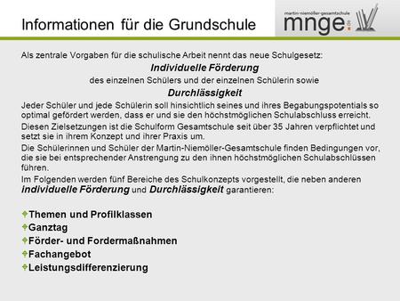 Informationen für die Grundschule