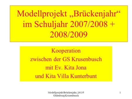 Modellprojekt „Brückenjahr“ im Schuljahr 2007/ /2009