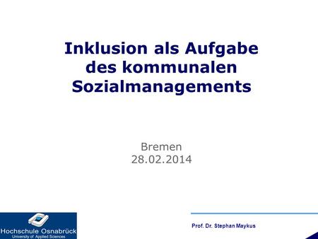 Inklusion als Aufgabe des kommunalen Sozialmanagements