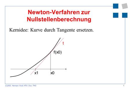 Newton-Verfahren zur Nullstellenberechnung