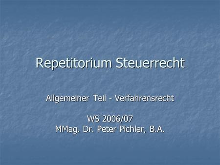 Repetitorium Steuerrecht